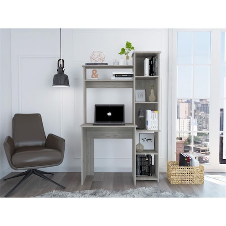 Gfancy Fixtures Modern Office Desk with Storage Cabinet, Light Gray GF3686568